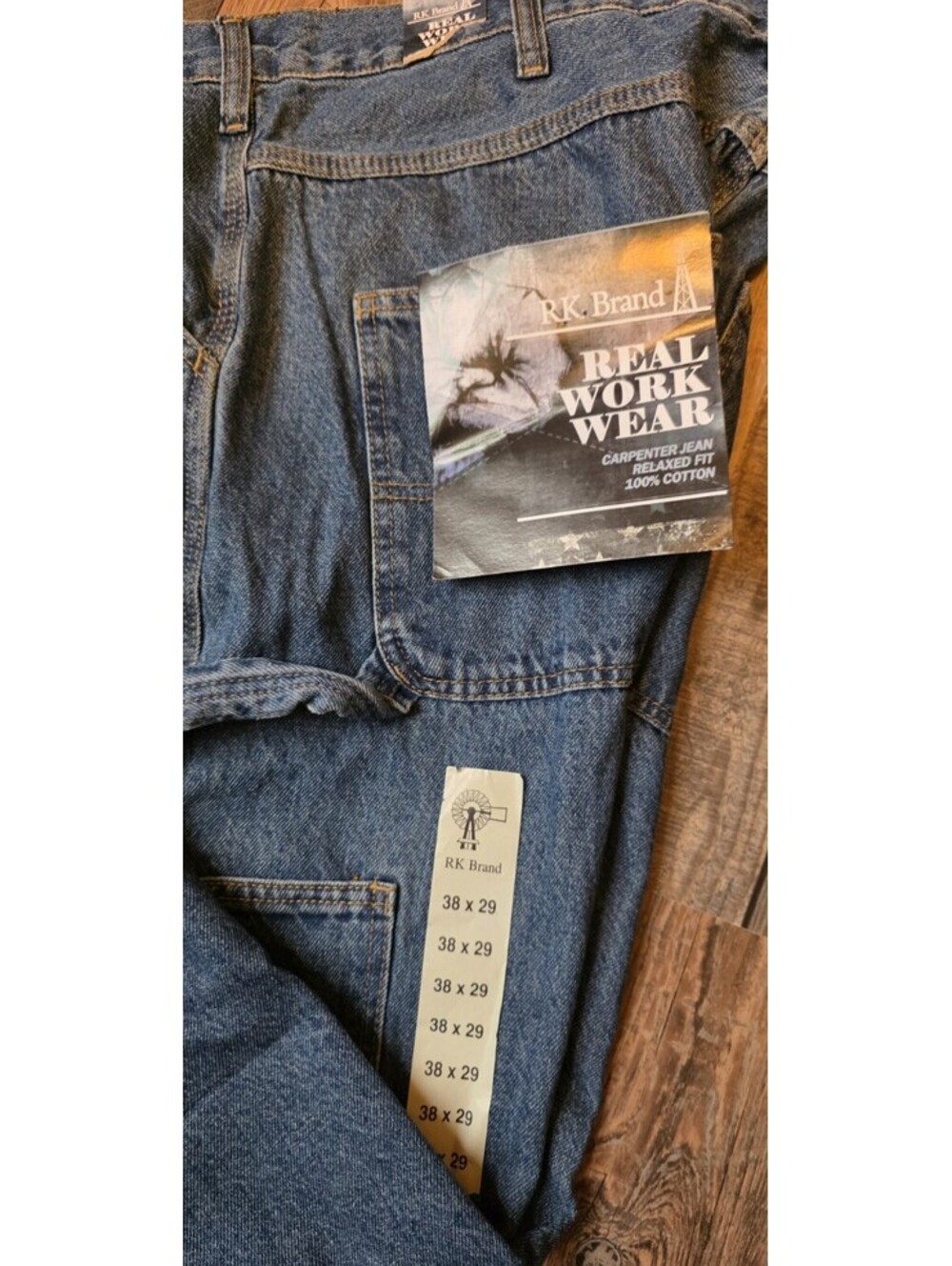 RK Brand Carpenter Jeans Relaxed Blue Denim Rural King Adult Men's Size 38 x 29